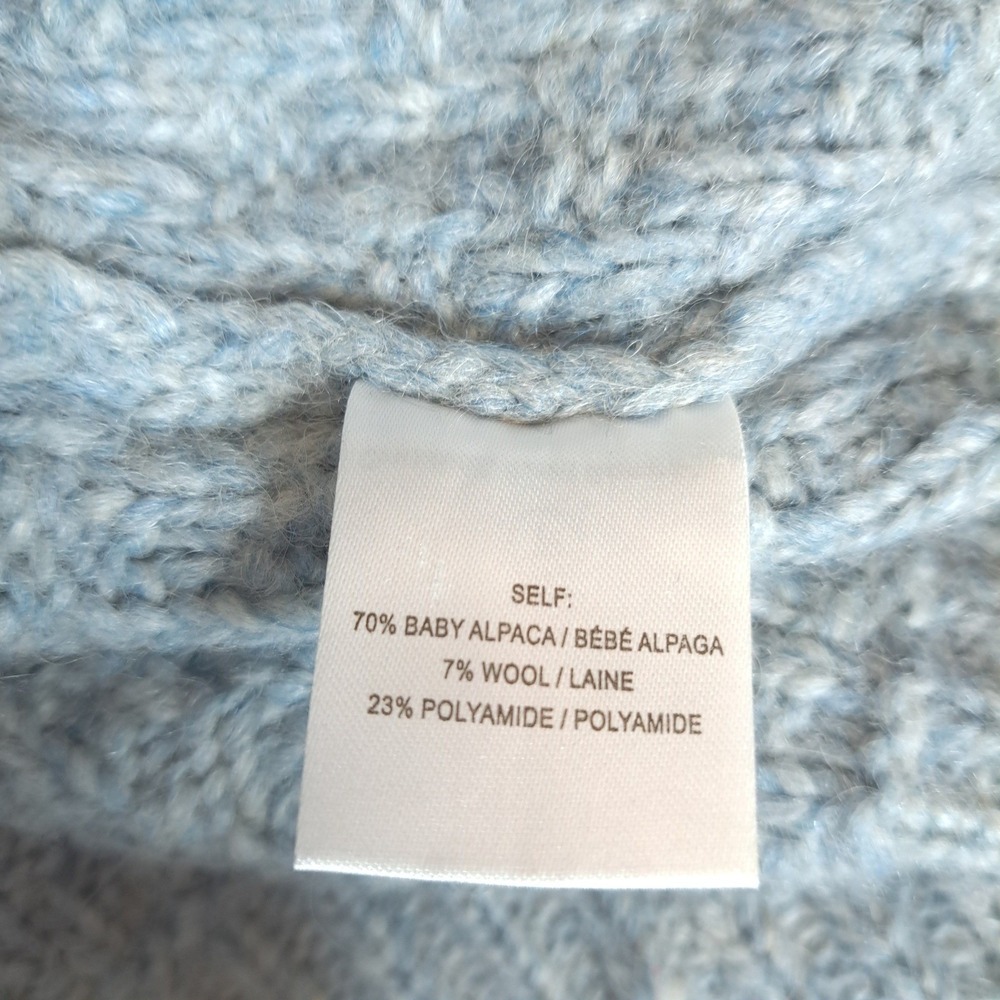 The Westside Baby Alpaca Sweater Womens M Blue Ribbed Knit Puff Sleeve Cozy Soft - Picture 8 of 11
